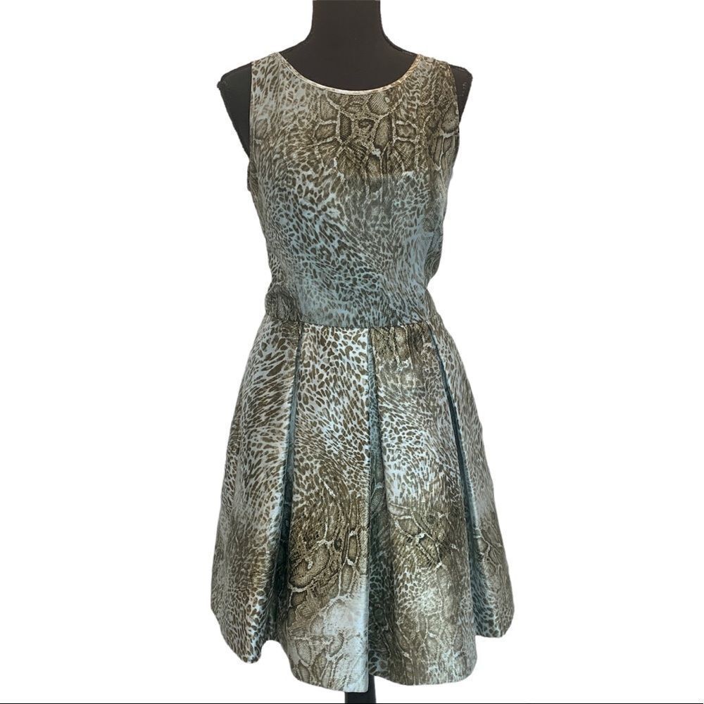 TAYLOR animal snake print A-line dress Sz 12 NWT pockets